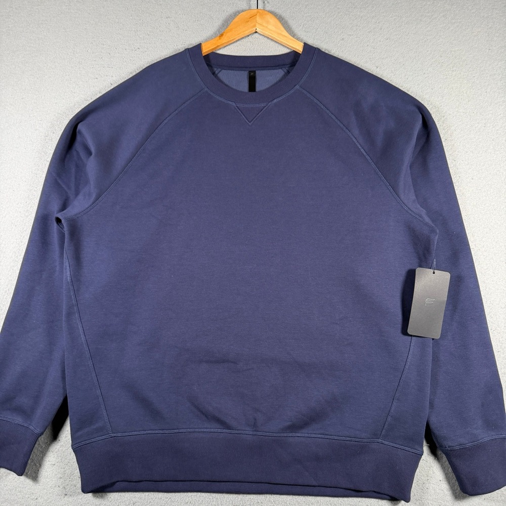 Fabletics Mens Go-To Crew Sweatshirt Navy Blue Raglan Sleeve SB2357137‎ XL NWT